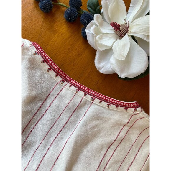 A Loves A Womens Medium Boho Embroidery Top White/Red Striped Cottagecore Fairy - Picture 11 of 11